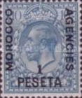 Great Britain Postage Stamps Overprinted "MOROCCO" Bottom up, "AGENCIES" from Top to Bottom & Surcharged — 1/10Pta/P, greenish blue