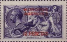 Great Britain Postage Stamps of 1913 Overprinted "MOROCCO AGENCIES" — 12/10Pta/Sh, indigo