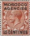 Great Britain Postage Stamps of 1924-1925 Overprinted "MOROCCO AGENCIES" Horizontally & Surcharged — 15/1½C/P, reddish brown