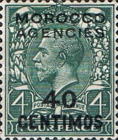 Great Britain Postage Stamps of 1924-1925 Overprinted "MOROCCO AGENCIES" Horizontally & Surcharged — 40/4C/P, greyish green