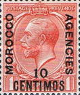 Great Britain Postage Stamps Overprinted "MOROCCO" - Bottom up "AGENCIES" - from Top to Bottom & Surcharged — 10/1C/P, multicoloured