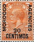 Great Britain Postage Stamps Overprinted "MOROCCO" - Bottom up "AGENCIES" - from Top to Bottom & Surcharged — 20/2C/P, multicoloured