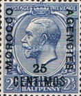 Great Britain Postage Stamps Overprinted "MOROCCO" - Bottom up "AGENCIES" - from Top to Bottom & Surcharged — 25/2½C/P, multicoloured