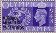 Great Britain Postage Stamps Overprinted "MOROCCO AGENCIES" & Surcharged — 25/2½C/P, violet blue