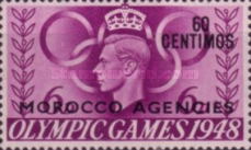Great Britain Postage Stamps Overprinted "MOROCCO AGENCIES" & Surcharged — 60/6C/P, lilac