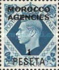 Great Britain Postage Stamps Overprinted & Surcharged — 1/10Pta/P, greenish blue