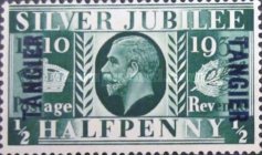 The 25th Anniversary of the Reign of King George V - Great Britain Stamps Overprinted "TANGIER" — ½P, green