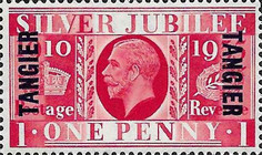 The 25th Anniversary of the Reign of King George V - Great Britain Stamps Overprinted "TANGIER" — 1P, carmine red