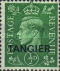 King George VI - Great Britain Postage Stamps Overprinted "TANGIER" in Blue or Black — ½P, dull green