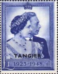 Royal Wedding Silver Anniversary - Great Britain Postage Stamps Overprinted "TANGIER" — 1£, cobalt blue