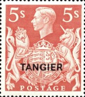 King George VI - Great Britain Postage Stamps Overprinted "TANGIER" — 5Sh, brownish red