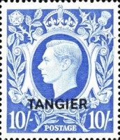 King George VI - Great Britain Postage Stamps Overprinted "TANGIER" — 10Sh, violet blue