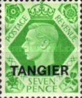 King George VI - Great Britain Postage Stamps Overprinted "TANGIER" — 7P, yellowish green