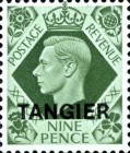 King George VI - Great Britain Postage Stamps Overprinted "TANGIER" — 9P, greenish olive
