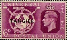 The 75th Anniversary of Universal Postal Union - Great Britain Postage Stamps Overprinted "TANGIER" — 6P, dark purple