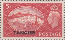 Great Britain Postage Stamps Overprinted "TANGIER" — 5Sh, brownish red
