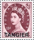 Queen Elizabeth II - Great Britain Postage Stamps Overprinted "TANGIER" — 11P, carmine brown