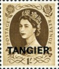 Queen Elizabeth II - Great Britain Postage Stamps Overprinted "TANGIER" — 1Sh, olive brown
