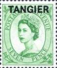Queen Elizabeth II - Great Britain Postage Stamps Overprinted "TANGIER" — 7P, yellowish green