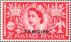 Coronation of Queen Elizabeth II - Great Britain Postage Stamps Overprinted "TANGIER" — 2½P, scarlet red