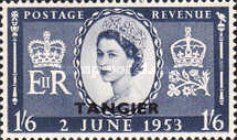 Coronation of Queen Elizabeth II - Great Britain Postage Stamps Overprinted "TANGIER" — 1´6Sh´P, indigo