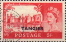 Great Britain Postage Stamps Overprinted "TANGIER" — 5Sh, carmine brown