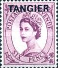 Queen Elizabeth II - Great Britain Postage Stamps Overprinted "TANGIER" — 6P, reddish purple
