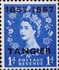 Great Britain Postage Stamps Overprinted "1857-1957 - TANGIER" — 1P, violet ultramarine