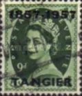Great Britain Postage Stamps Overprinted "1857-1957 - TANGIER" — 9P, blackish olive