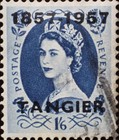 Great Britain Postage Stamps Overprinted "1857-1957 - TANGIER" — 1´6Sh´P, blackish blue