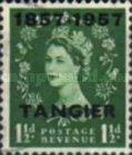 Great Britain Postage Stamps Overprinted "1857-1957 - TANGIER" — 1½P, yellowish green