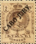 Spanish Stamps Overprinted "CABO JUBY" - Blue Control Numbers on Back Side — 2C, brown