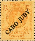Spanish Stamps Overprinted "CABO JUBY" - Blue Control Numbers on Back Side — 15C, ochre