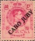 Spanish Stamps Overprinted "CABO JUBY" - Blue Control Numbers on Back Side — 40C, carmine red
