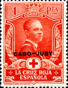 Not Issued Spanish Stamps Overprinted "CABO-JUBY" — 1Pta, vermilion