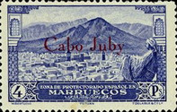 Spanish Morocco Postage Stamps Overprinted "Cabo Juby" — 4Pta, ultramarine
