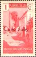 Spanish Morocco Stamps Overprinted "Cabo Juby" in Black or Red — 1C, rose