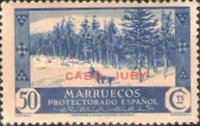 Spanish Morroco Postage Stamps Overprinted "CABO JUBY" in Black, Red or Blue — 50C, blue