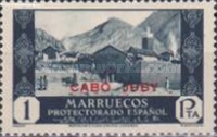 Spanish Morroco Postage Stamps Overprinted "CABO JUBY" in Black, Red or Blue — 1Pta, blackish green