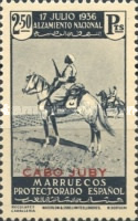Spanish Morroco Postage Stamps Overprinted "CABO JUBY" in Black, Red or Blue — 2.50Pta, dark brown