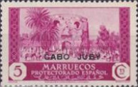 Spanish Morroco Postage Stamps Overprinted "CABO JUBY" in Black, Red or Blue — 5C, reddish purple