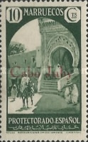 Spanish Morroco Postage Stamps Overprinted "CABO JUBY" in Black, Red or Blue — 10C, dark green