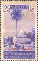 Spanish Morroco Postage Stamps Overprinted "CABO JUBY" in Black, Red or Blue — 25C, carmine