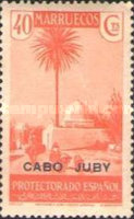 Spanish Morroco Postage Stamps Overprinted "CABO JUBY" in Black, Red or Blue — 40C, orange