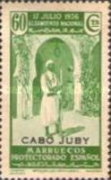 The First Anniversary of the Revolution - Spanish Morroco Postage Stamps Overprinted "CABO JUBY" — 60C, yellowish green