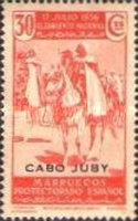 The First Anniversary of the Revolution - Spanish Morroco Postage Stamps Overprinted "CABO JUBY" — 30C, red