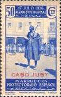 The First Anniversary of the Revolution - Spanish Morroco Postage Stamps Overprinted "CABO JUBY" — 50C, ultramarine