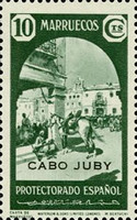 Airmail - Not Issued Spanish Morroco Postage Stamps Overprinted "CABO JUBY" — 10C, greyish green