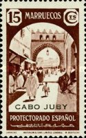 Airmail - Not Issued Spanish Morroco Postage Stamps Overprinted "CABO JUBY" — 15C, reddish brown