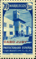 Spanish Morocco Postage Stamps Overprinted "CABO JUBY" — 70C, blue